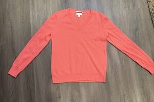 Nordstrom Pink 100% Cashmere Knit Women’s V-Neck Pullover Sweater Size Medium